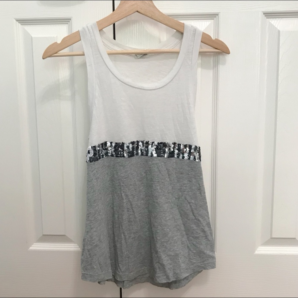 Victoria’s Secret PINK Grey Tank Top with Sequins